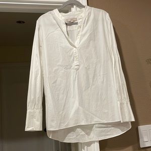 White long sleeve women size L half button down blouse from the LOFT
